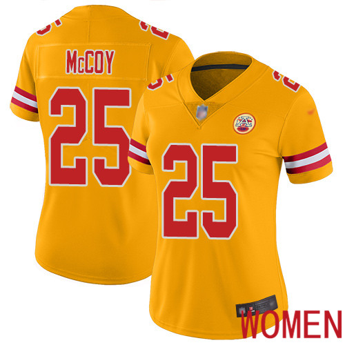 Women Kansas City Chiefs #25 McCoy LeSean Limited Gold Inverted Legend Football Nike NFL Jersey